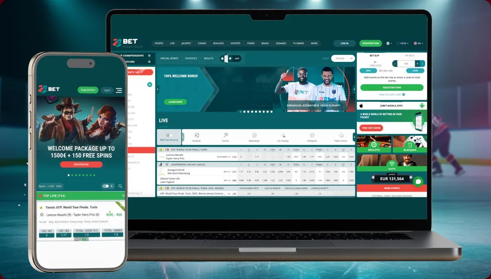 22Bet in a mobile browser